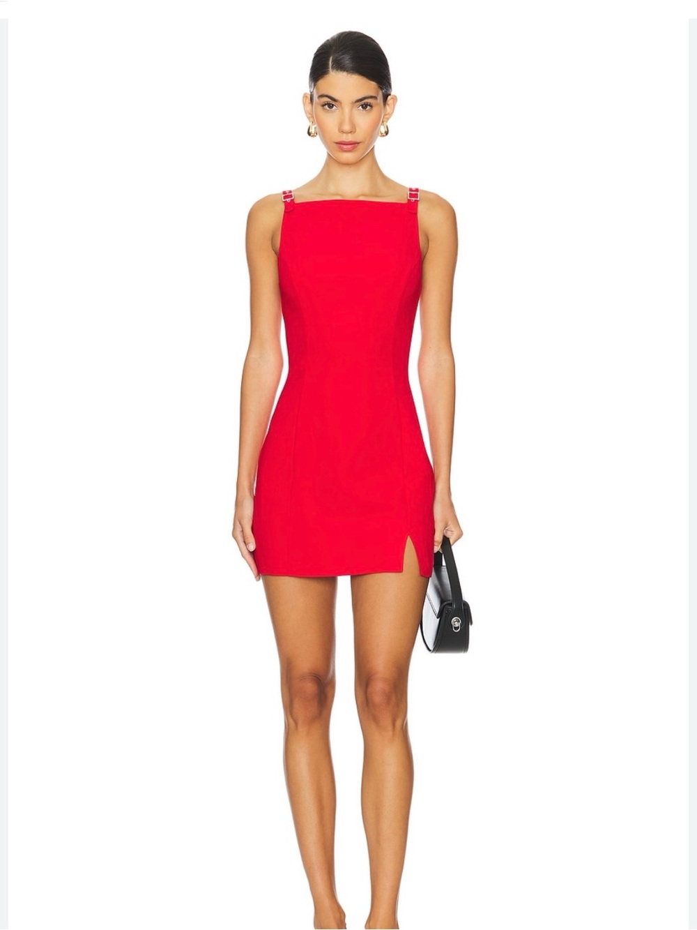 REVOLVE Red Square-Neck Mini Dress with Strap Details